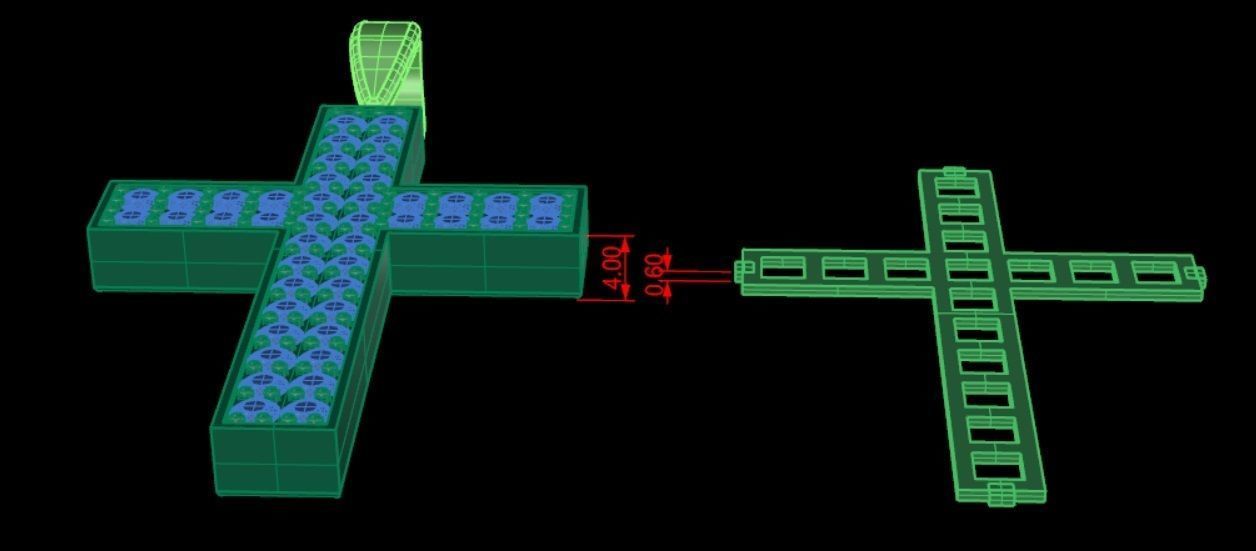 2 ROW DIAMOND PAVE CROSS PENDANT 3D print model_4