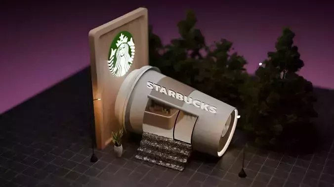 Mini Starbucks Free 3D model