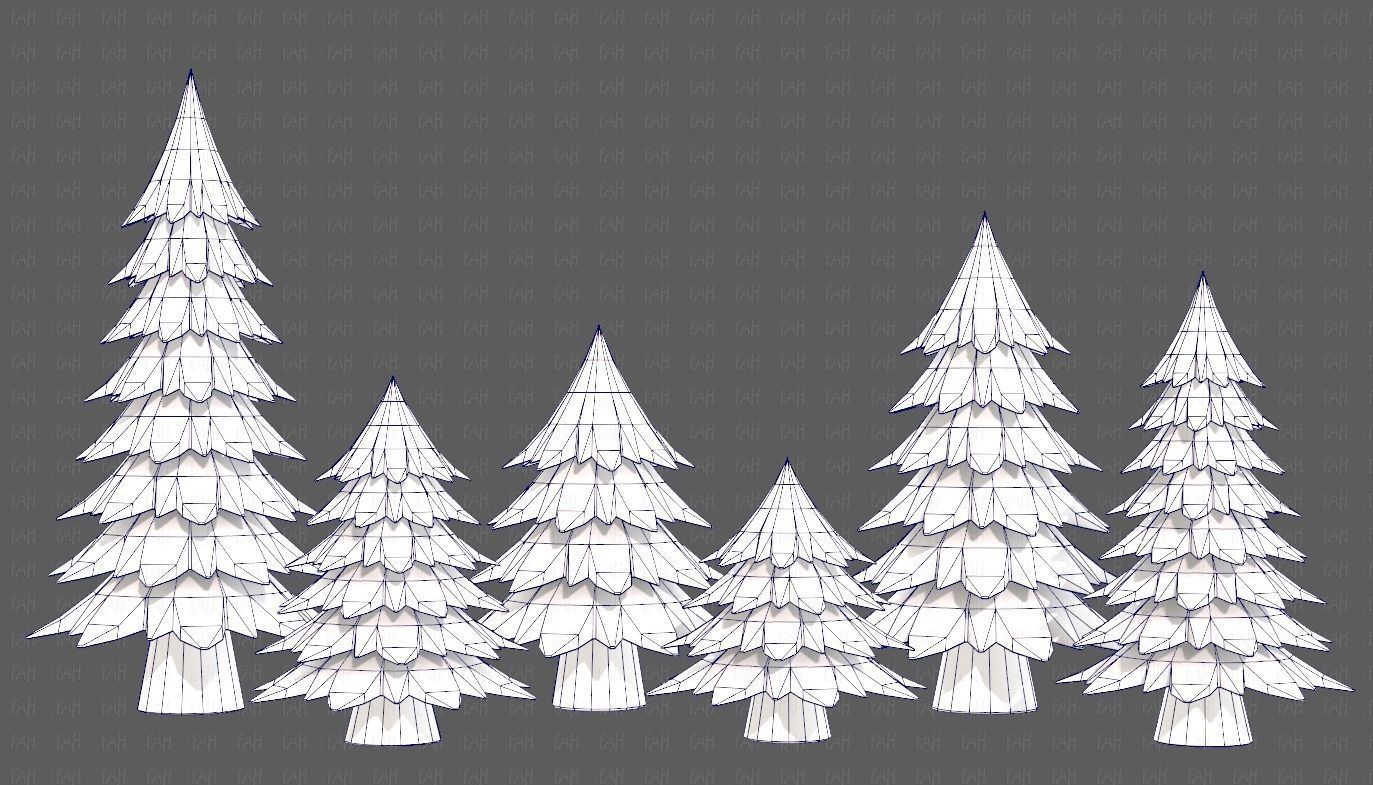 Trees Cartoon V54 Low-poly 3D model_29