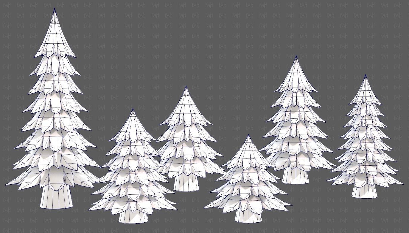 Trees Cartoon V54 Low-poly 3D model_44