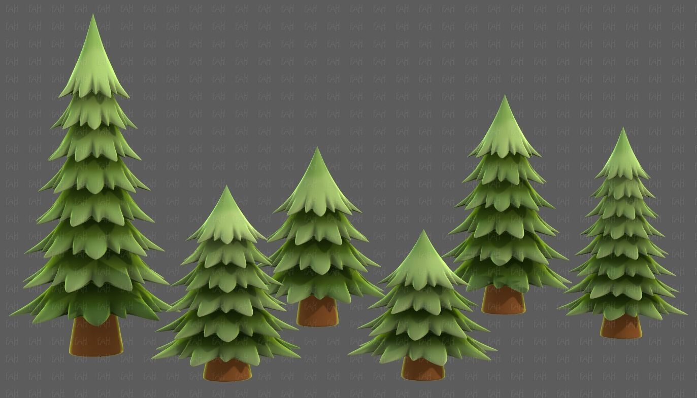 Trees Cartoon V54 Low-poly 3D model_41