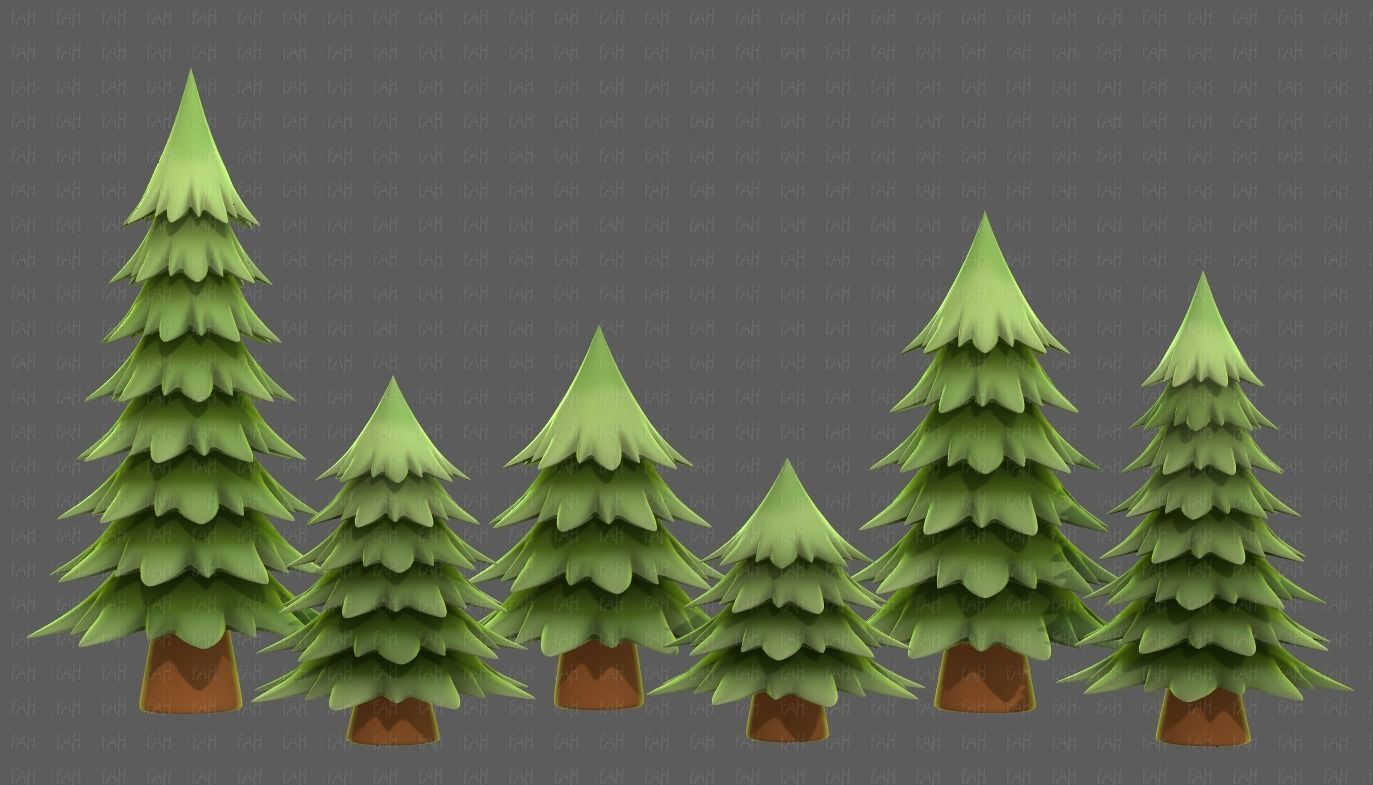 Trees Cartoon V54 Low-poly 3D model_4