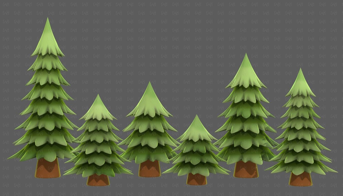 Trees Cartoon V54 Low-poly 3D model_8