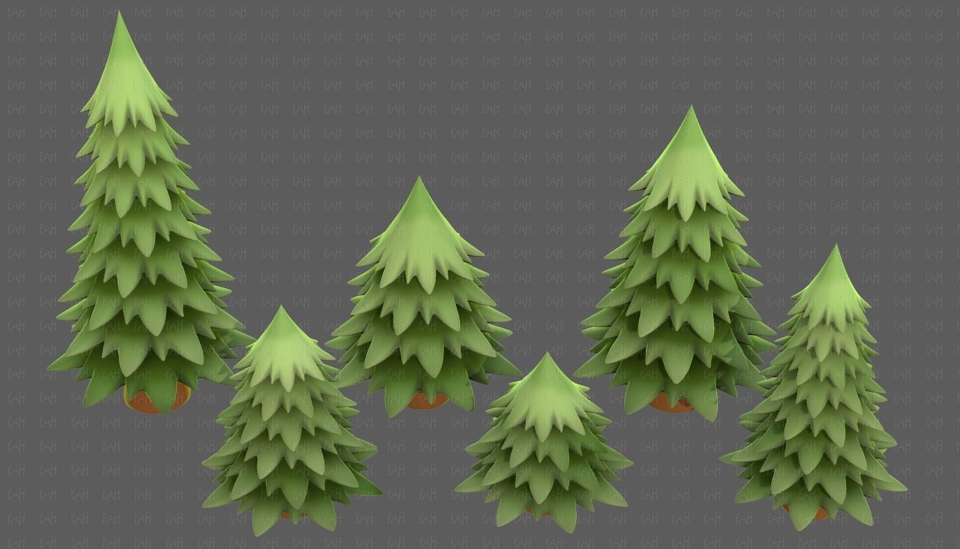 Trees Cartoon V54 Low-poly 3D model_33