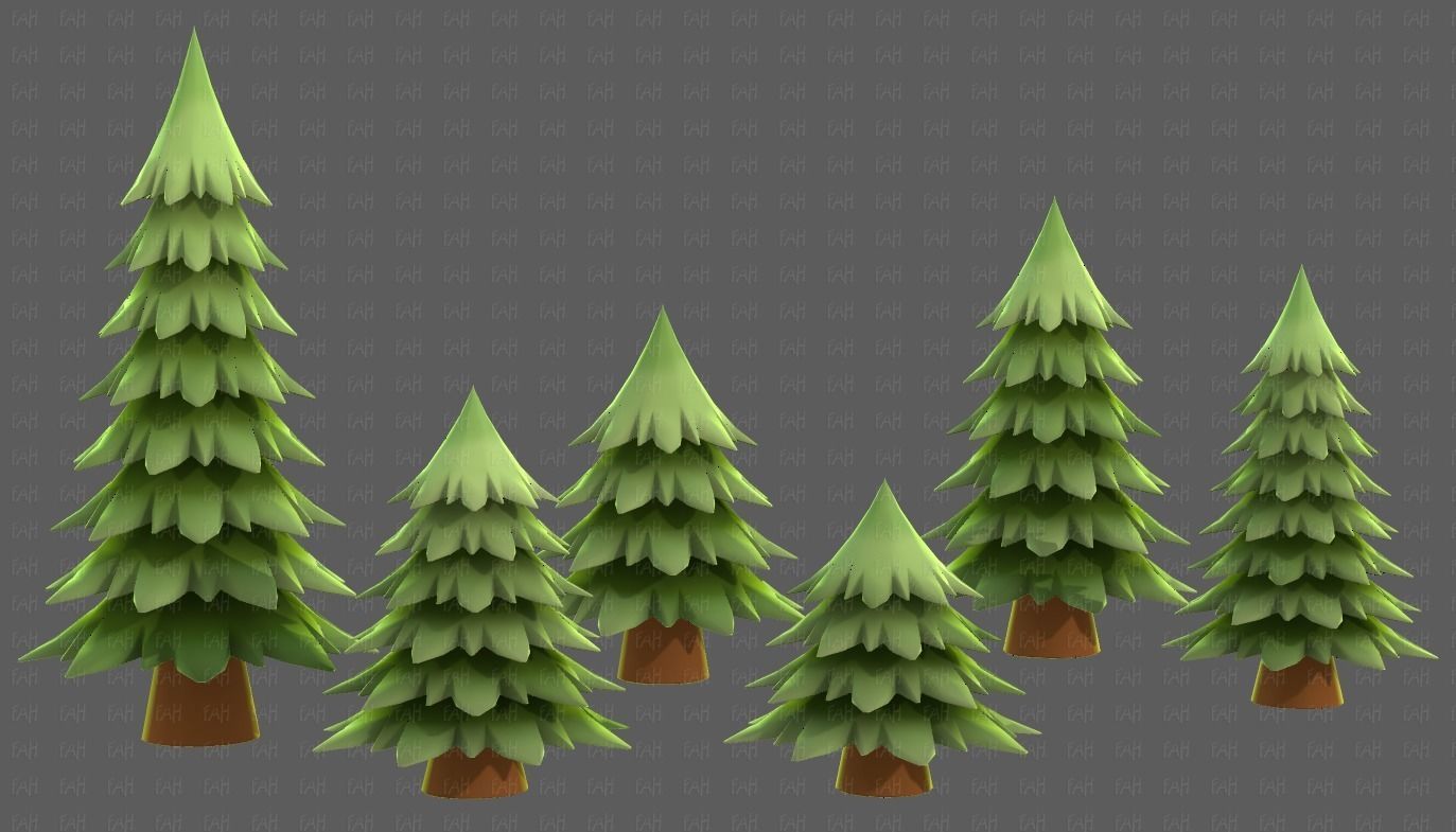 Trees Cartoon V54 Low-poly 3D model_43