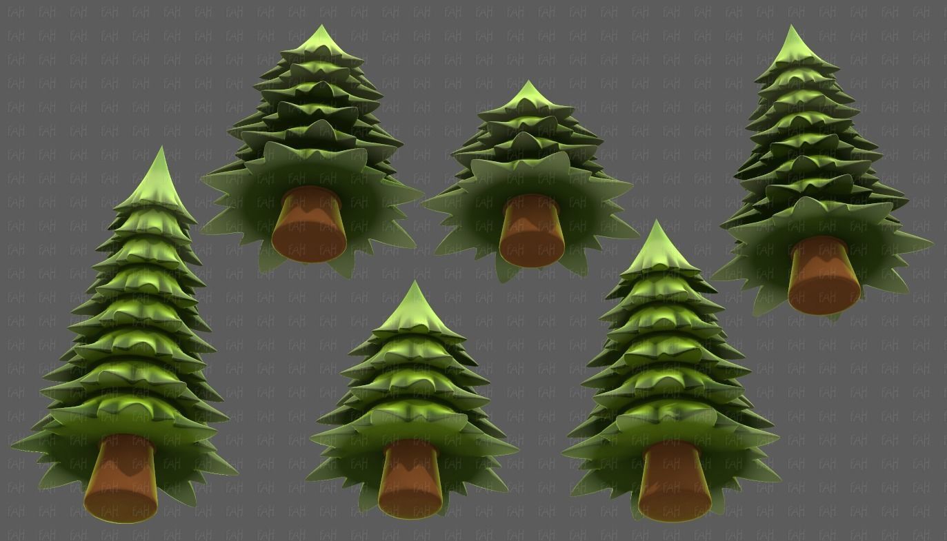 Trees Cartoon V54 Low-poly 3D model_37