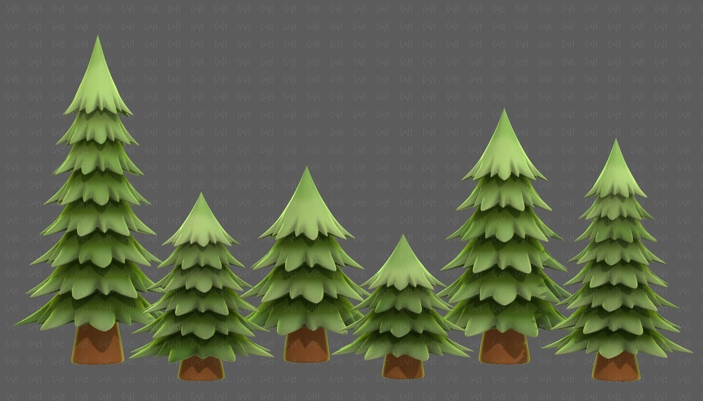 Trees Cartoon V54 Low-poly 3D model_7