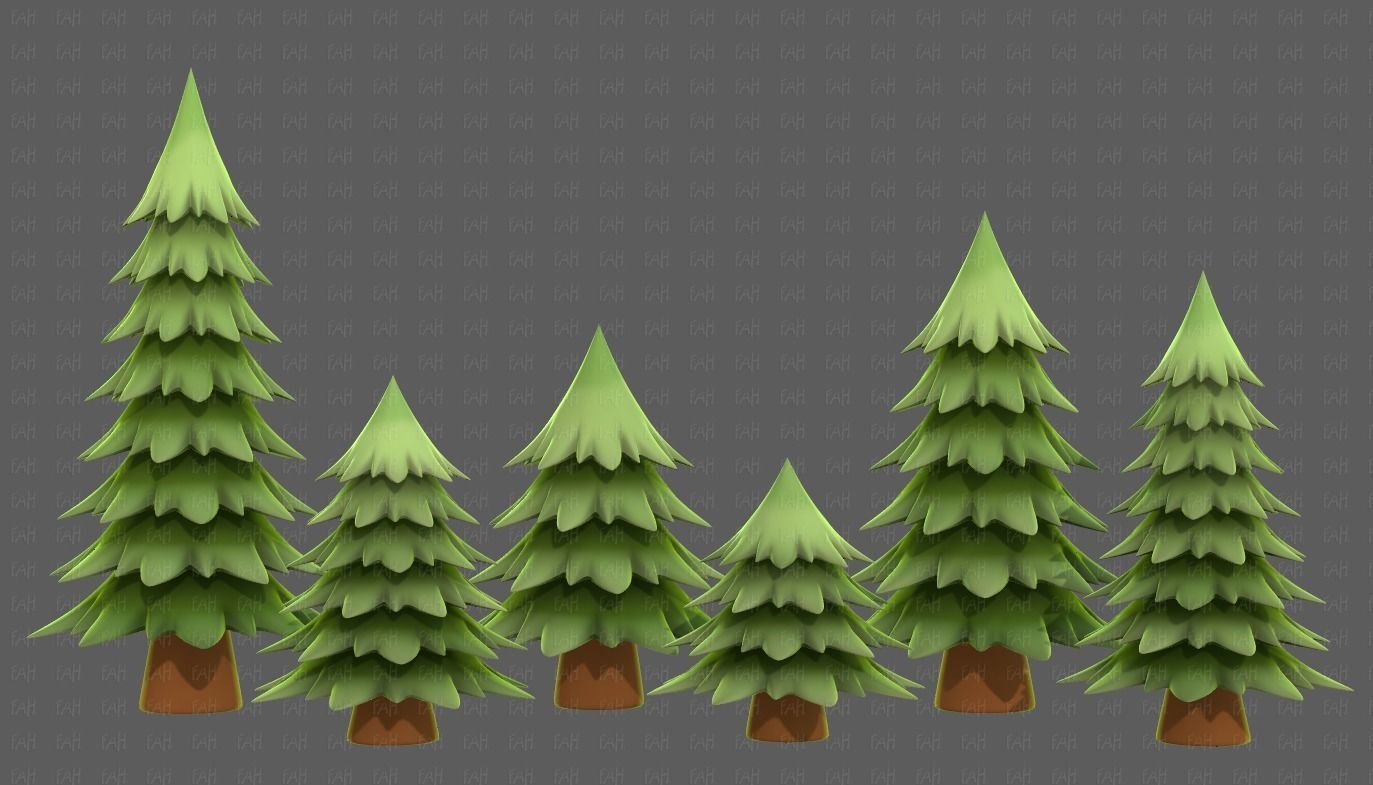 Trees Cartoon V54 Low-poly 3D model_2
