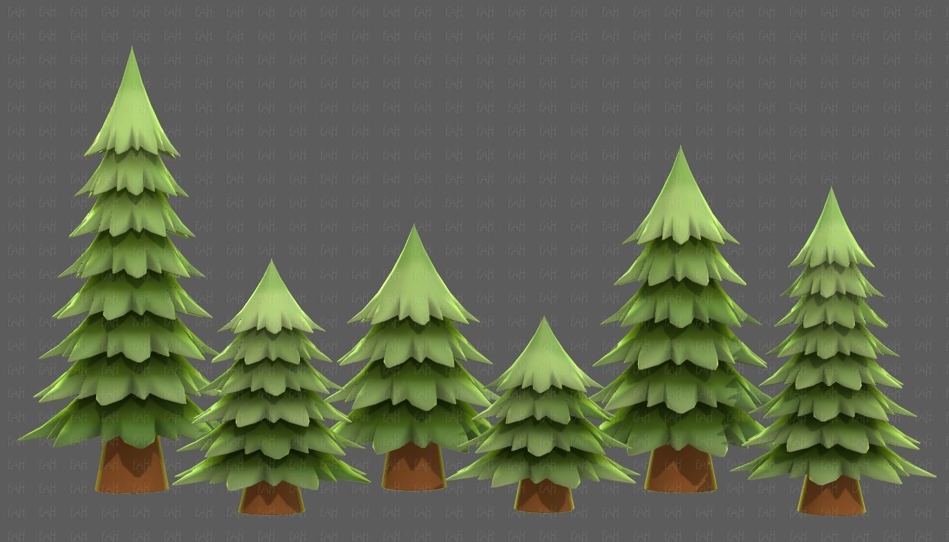 Trees Cartoon V54 Low-poly 3D model_17