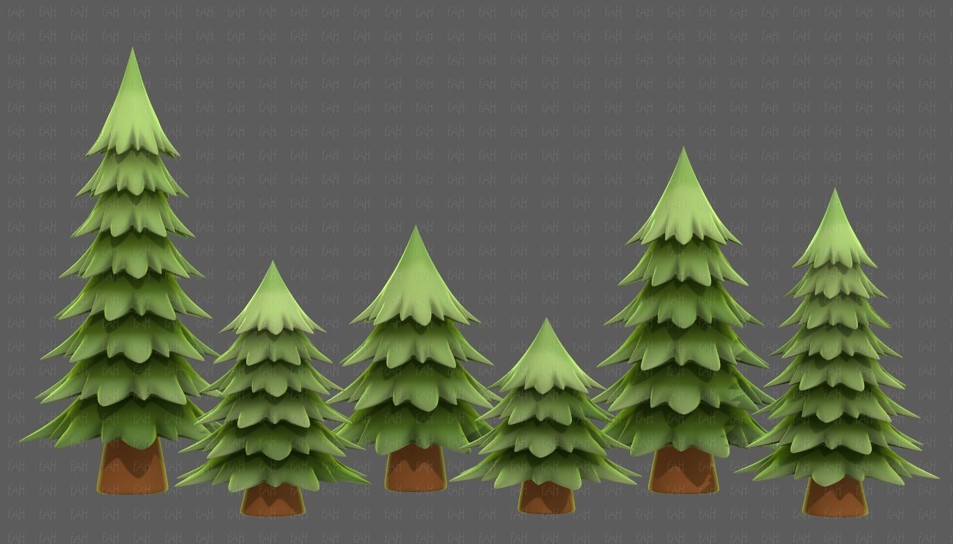 Trees Cartoon V54 Low-poly 3D model_1