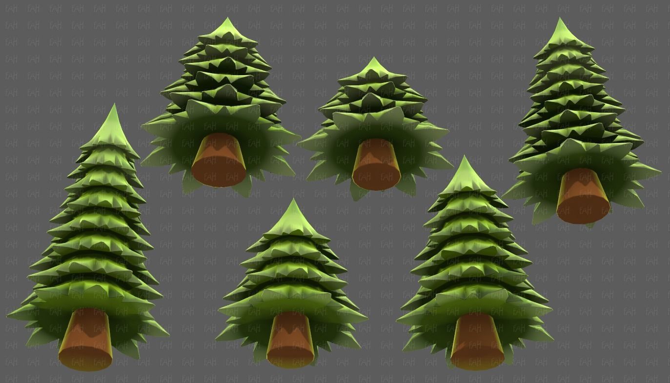 Trees Cartoon V54 Low-poly 3D model_39