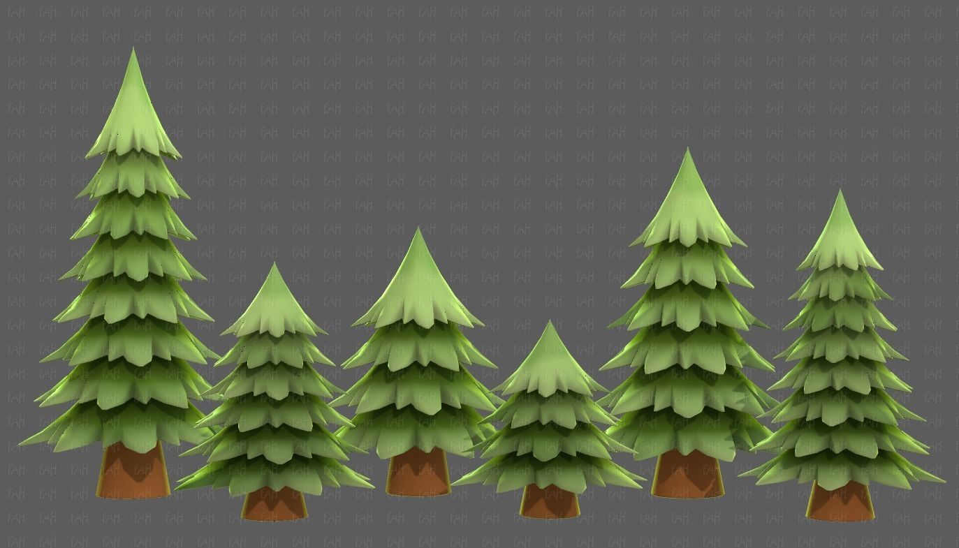 Trees Cartoon V54 Low-poly 3D model_22