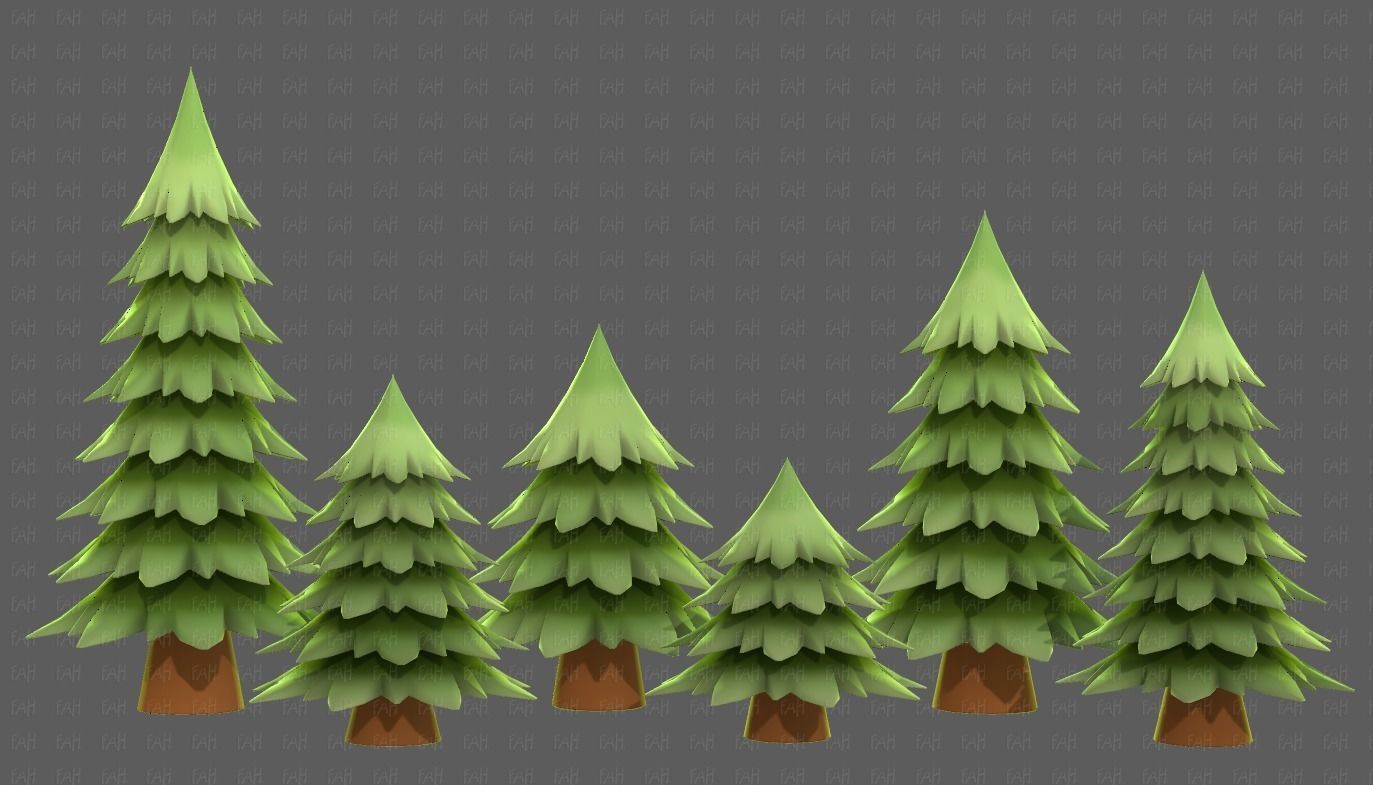 Trees Cartoon V54 Low-poly 3D model_20