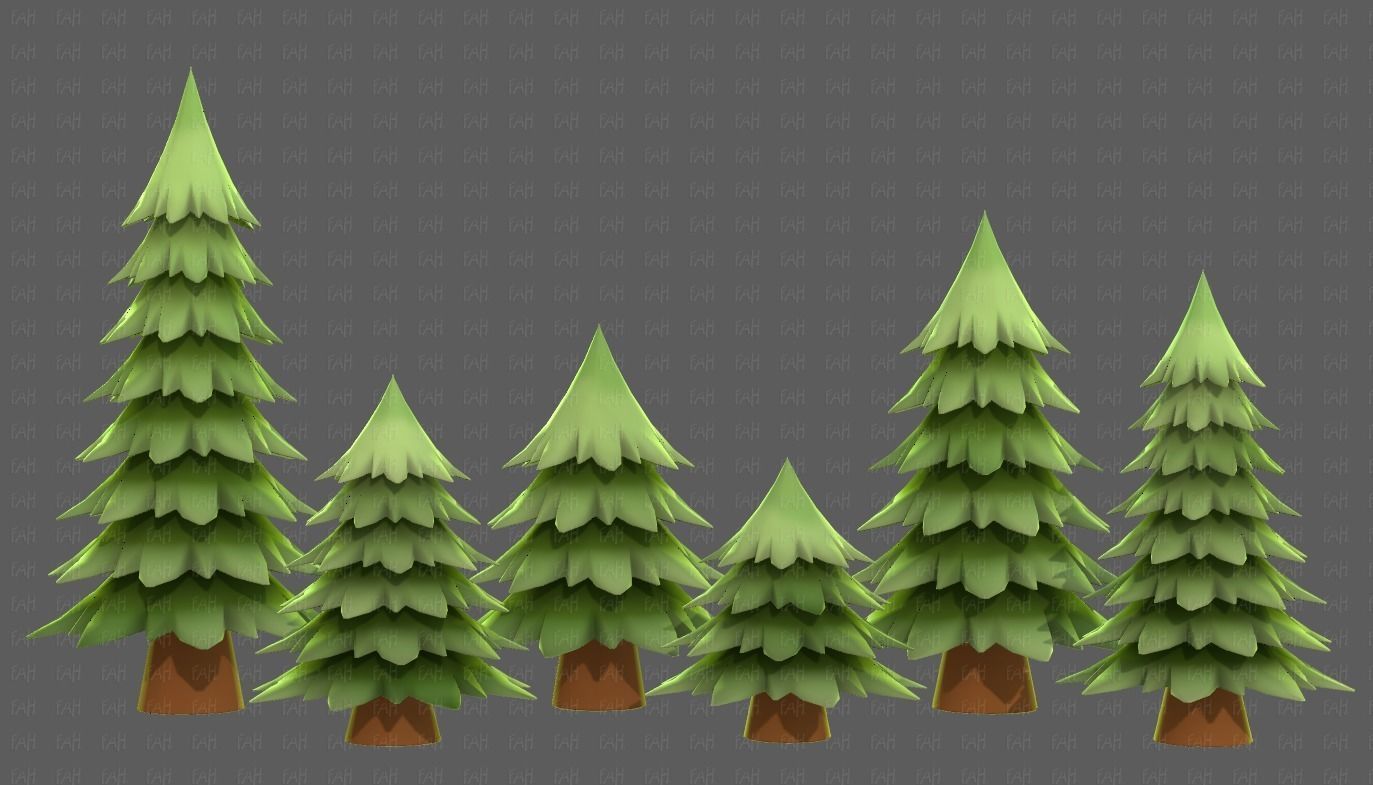 Trees Cartoon V54 Low-poly 3D model_24