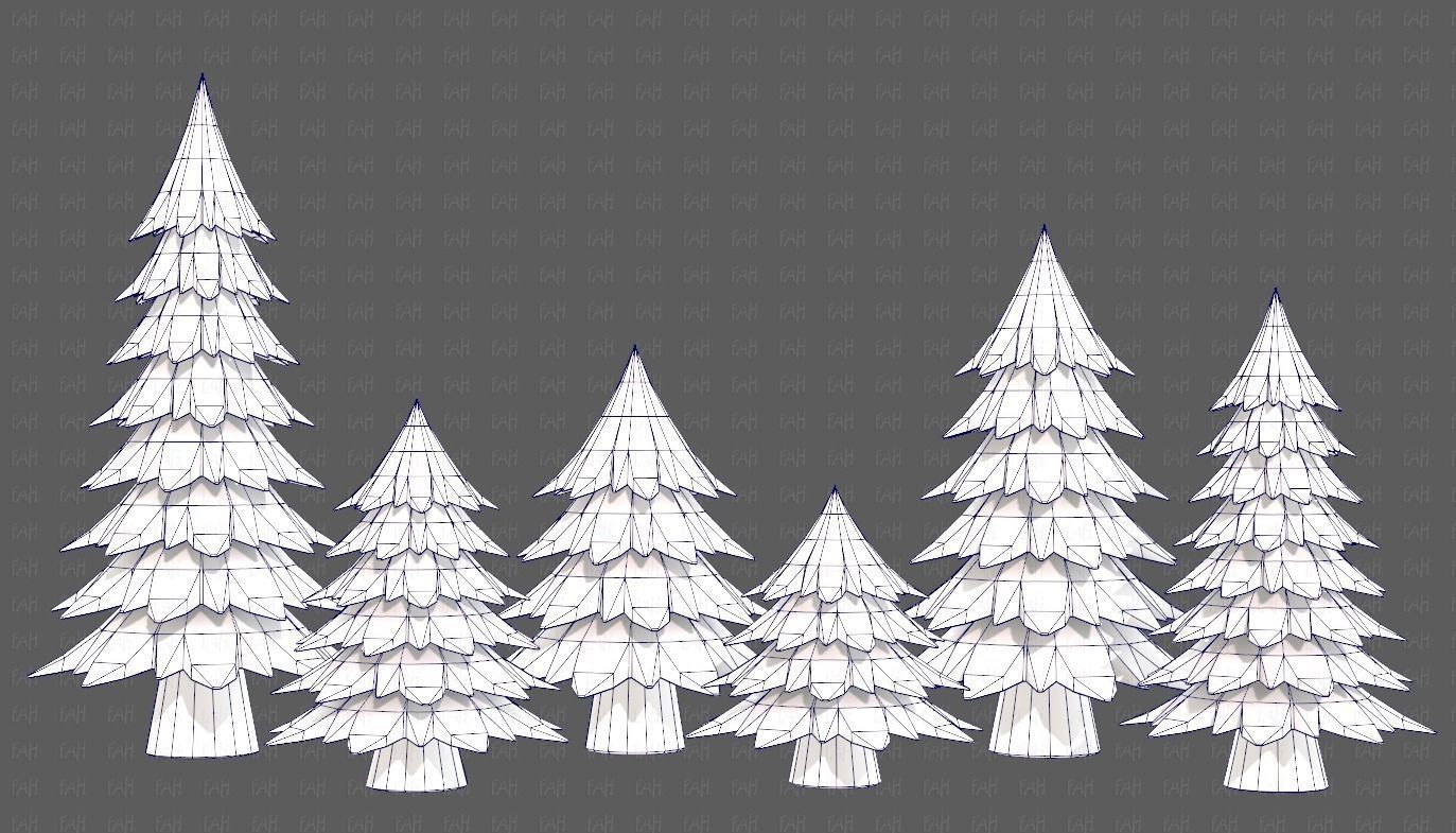 Trees Cartoon V54 Low-poly 3D model_31