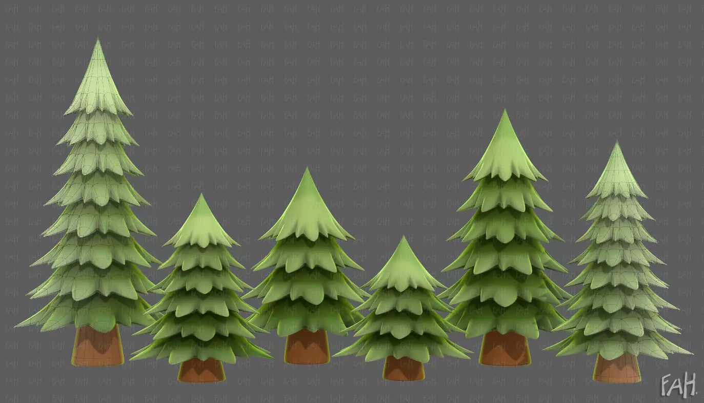 Trees Cartoon V54 Low-poly 3D model_0