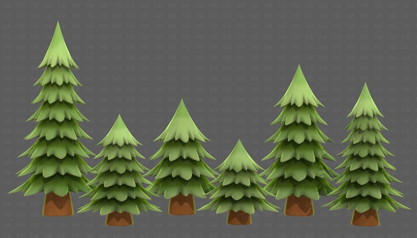 Trees Cartoon V54 Low-poly 3D model_3