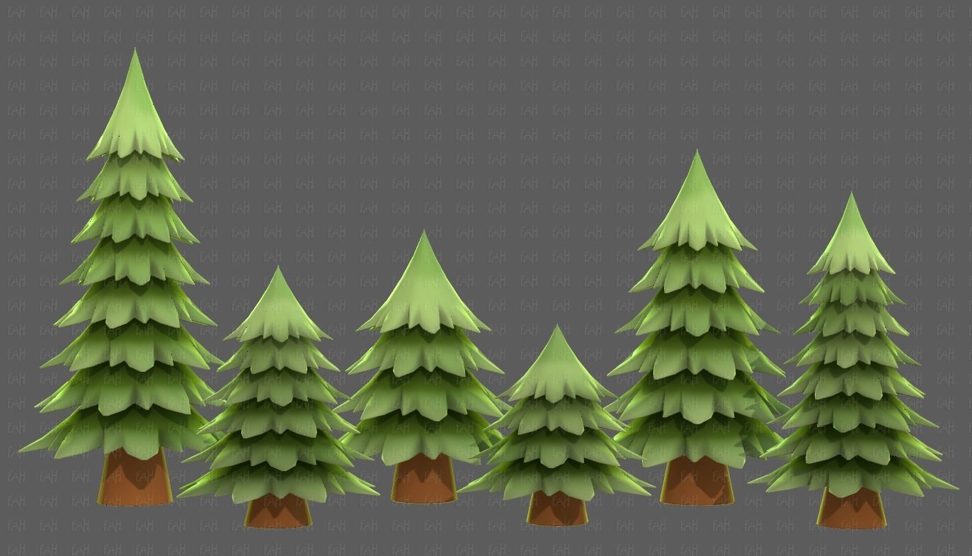 Trees Cartoon V54 Low-poly 3D model_21