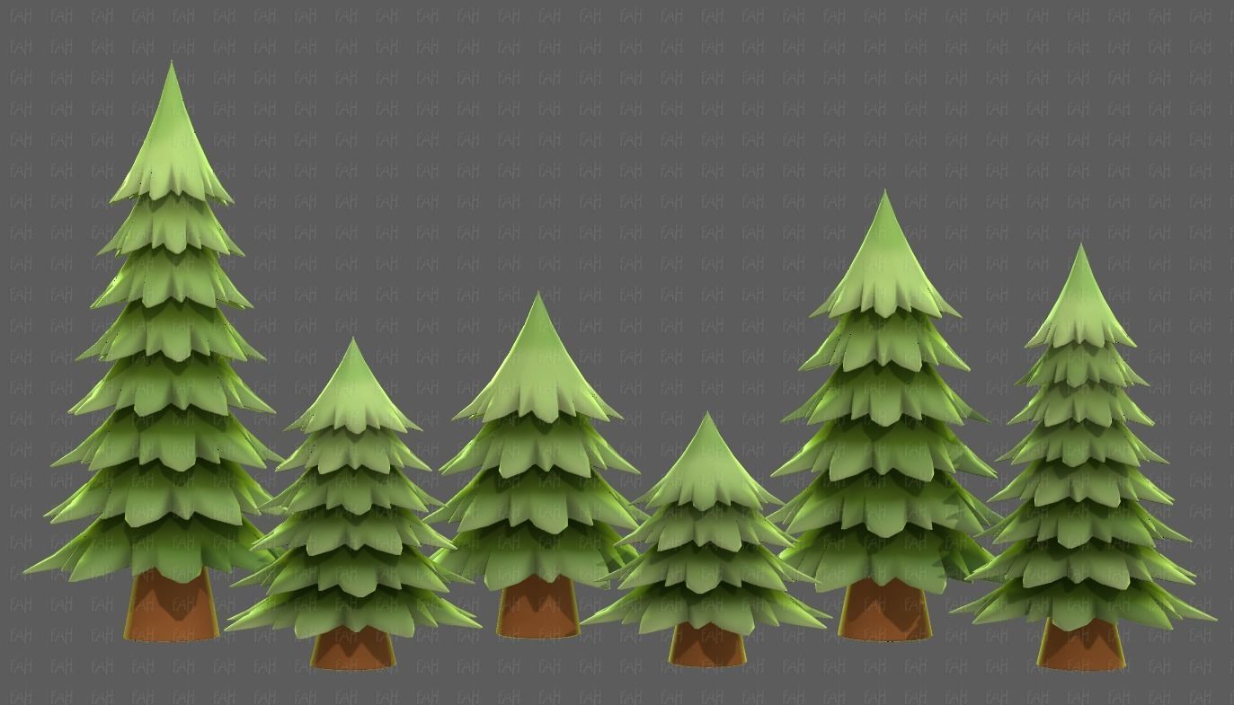Trees Cartoon V54 Low-poly 3D model_19
