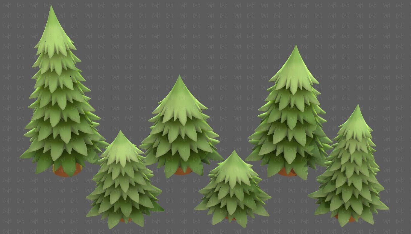 Trees Cartoon V54 Low-poly 3D model_35