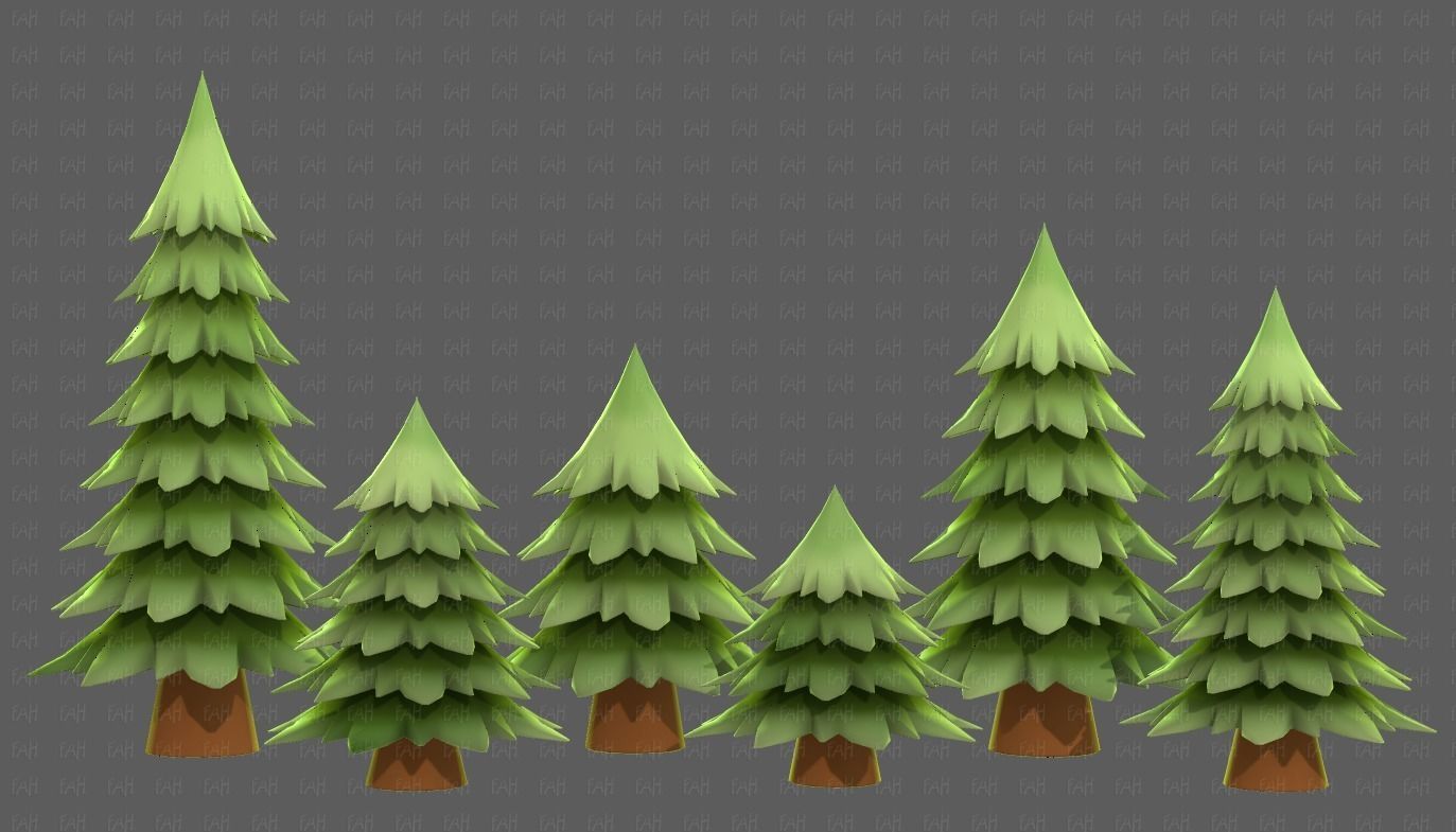 Trees Cartoon V54 Low-poly 3D model_23