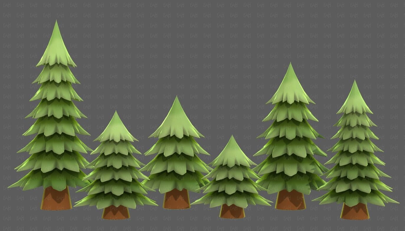 Trees Cartoon V54 Low-poly 3D model_18