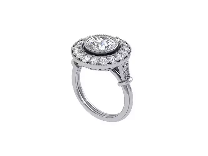 Round with side stone art deco Ring