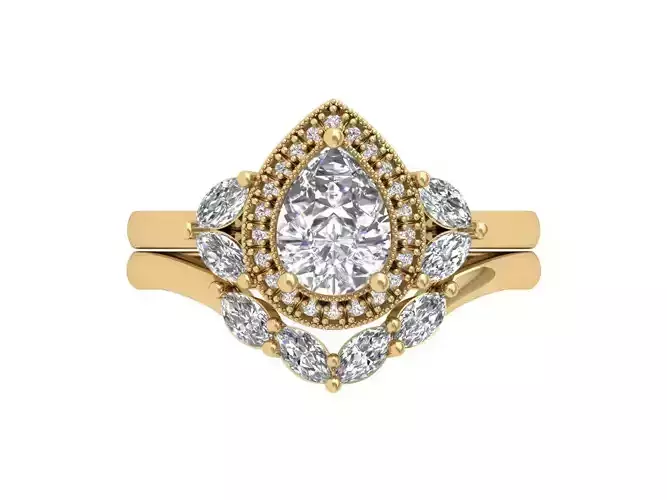 Pear Bridal Set Ring