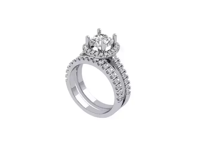 Round stone Ring-Bridal-Set