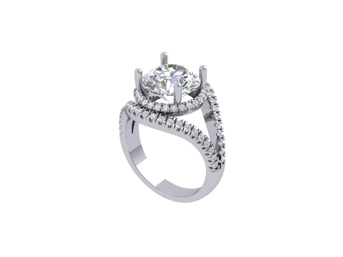 Round Stone Artdeco Ring 3D print model_0