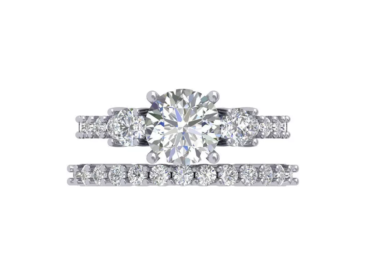 3Stone-Ring-Bridal-Set 3D print model_0