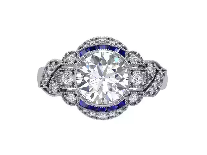 Solitaire Engagement Art Deco Ring