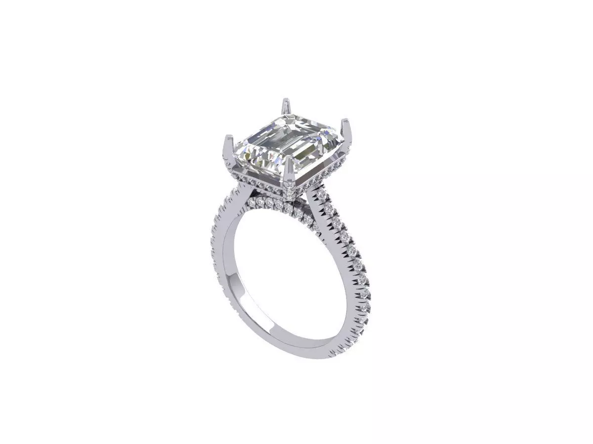 Emerald Solitaire Art Deco Ring 3D print model_0