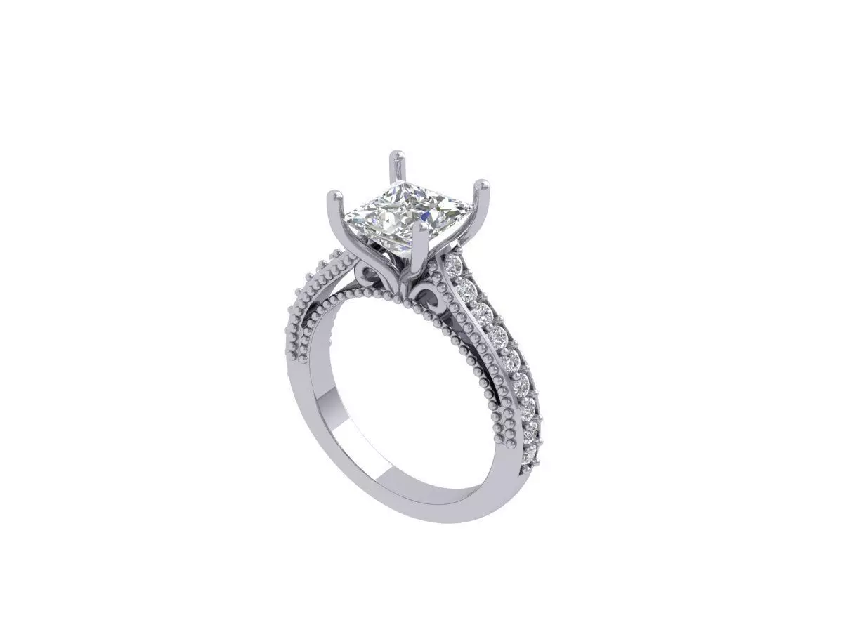 Princess Art Deco Ring 3D print model