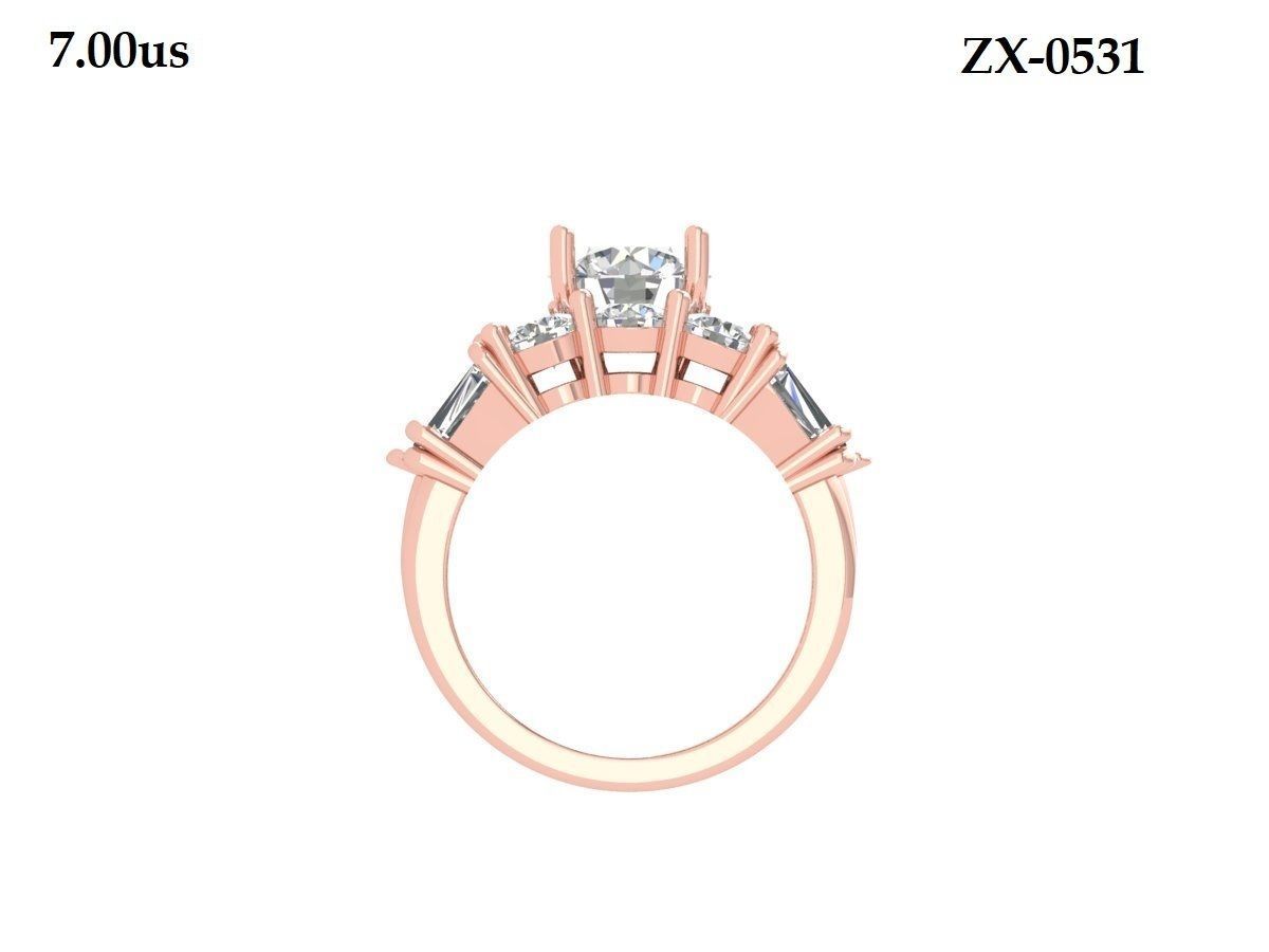 Solitaire Round Stone Ring 3D print model_8