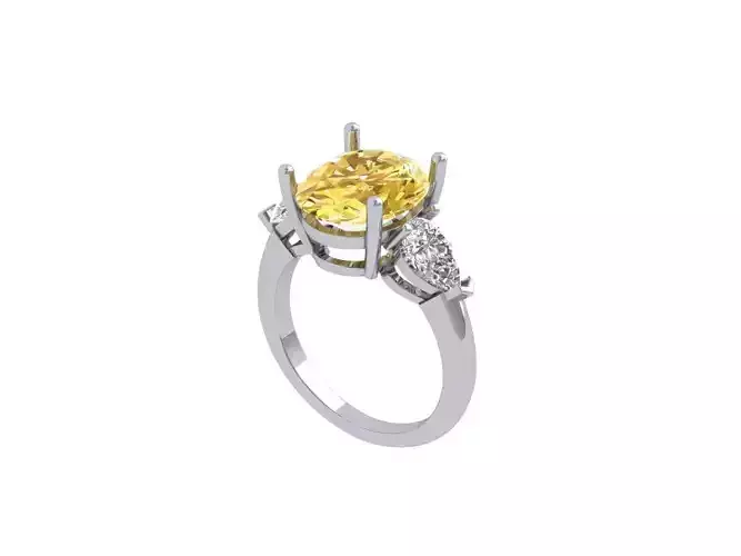 Oval Solitaire Ring 3D print model