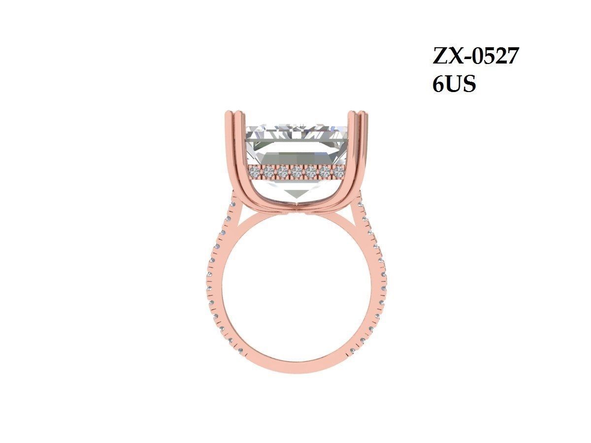 Emerald Art deco Ring 3D print model_7