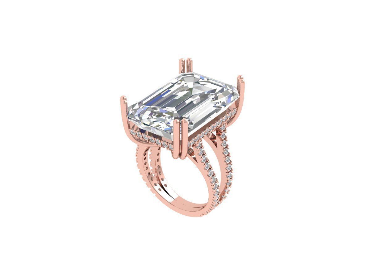 Emerald Art deco Ring 3D print model_1