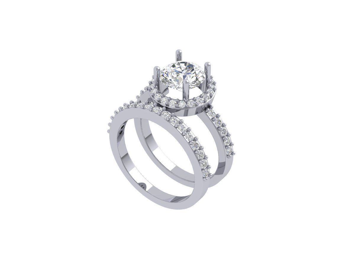 Solitair Ring Bridal Set 3D print model_1