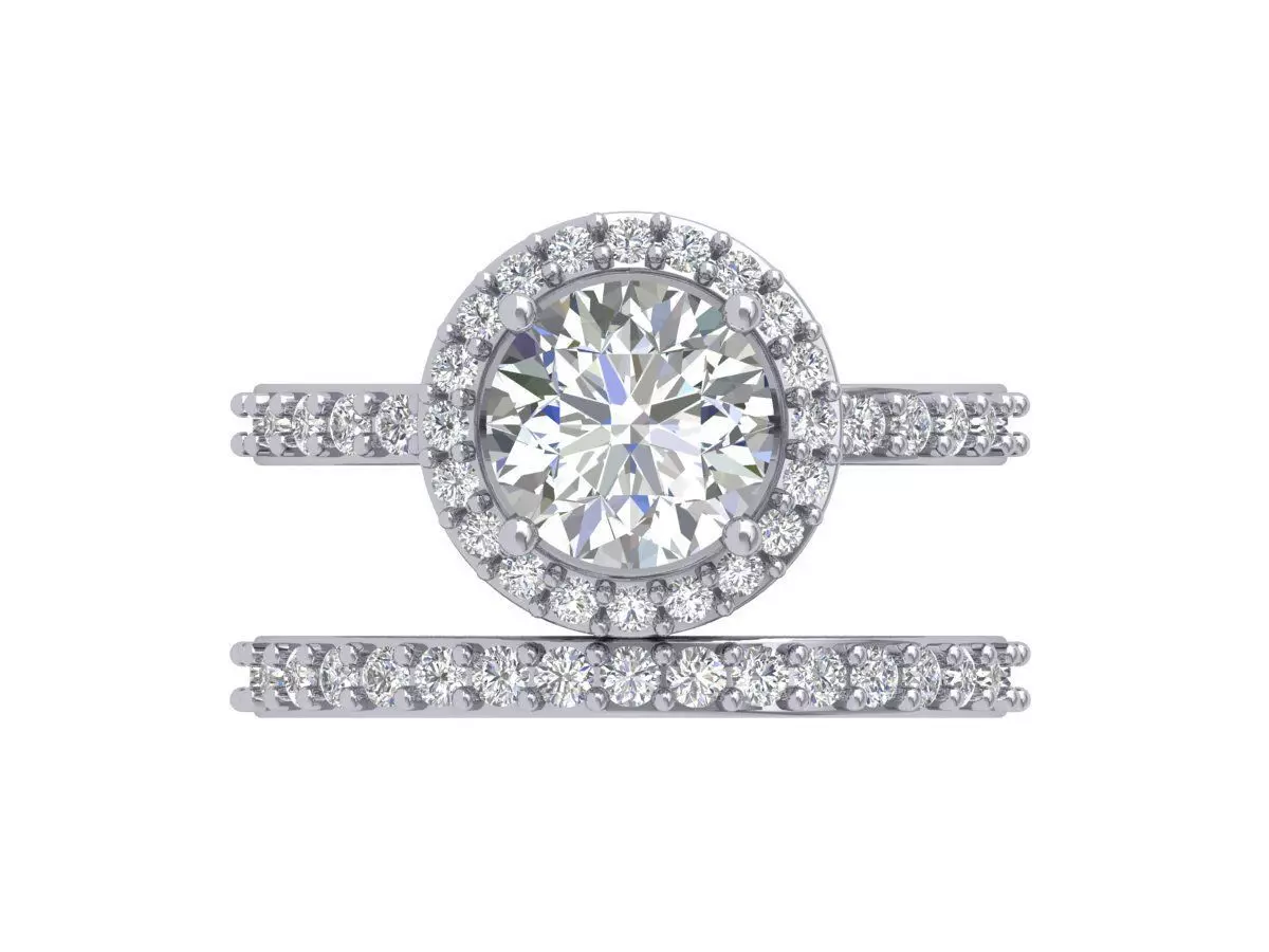 Solitair Ring Bridal Set 3D print model_0