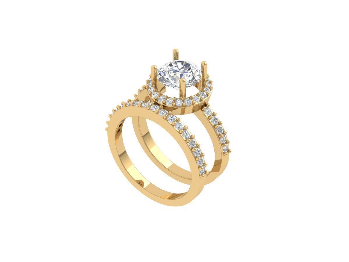 Solitair Ring Bridal Set 3D print model_2