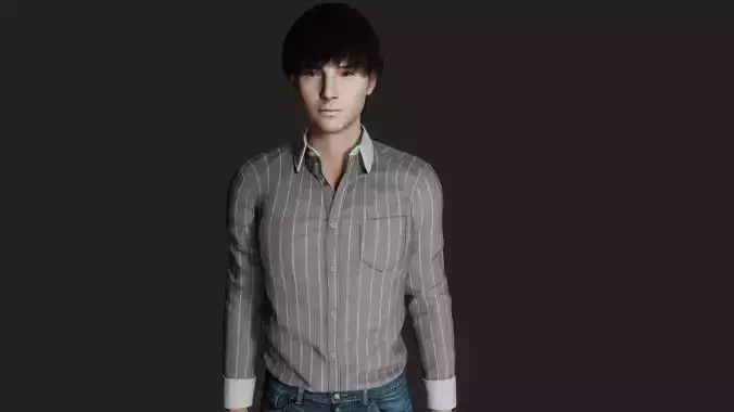 Realistic 3D Model Handsome Man in Casual Attire
