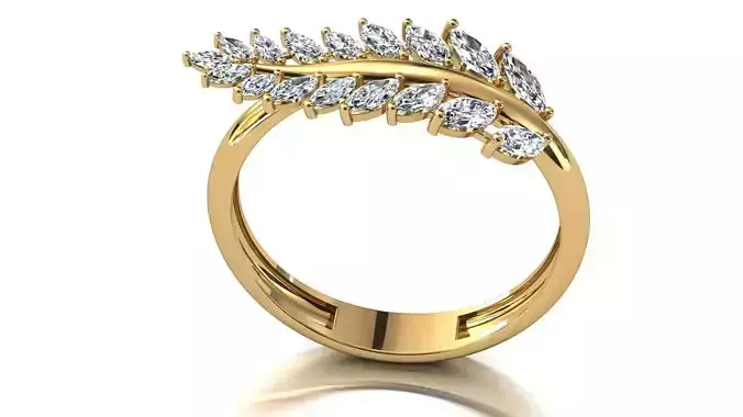 Engagement ring Leaf Wedding Band 3D print model 003 