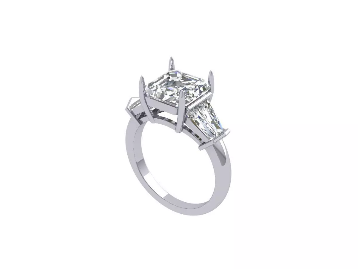 Asscher Ring 3D print model_0