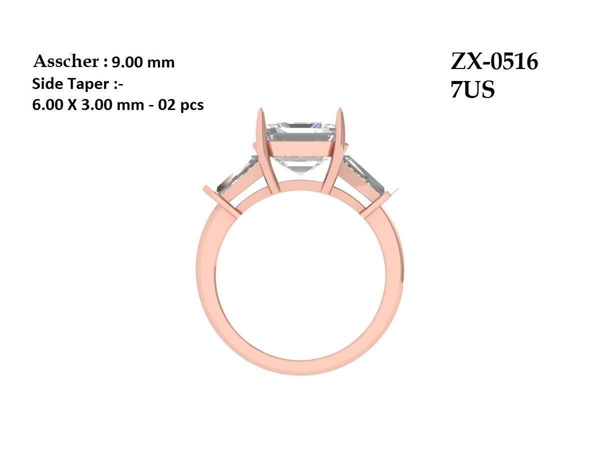 Asscher Ring 3D print model_6