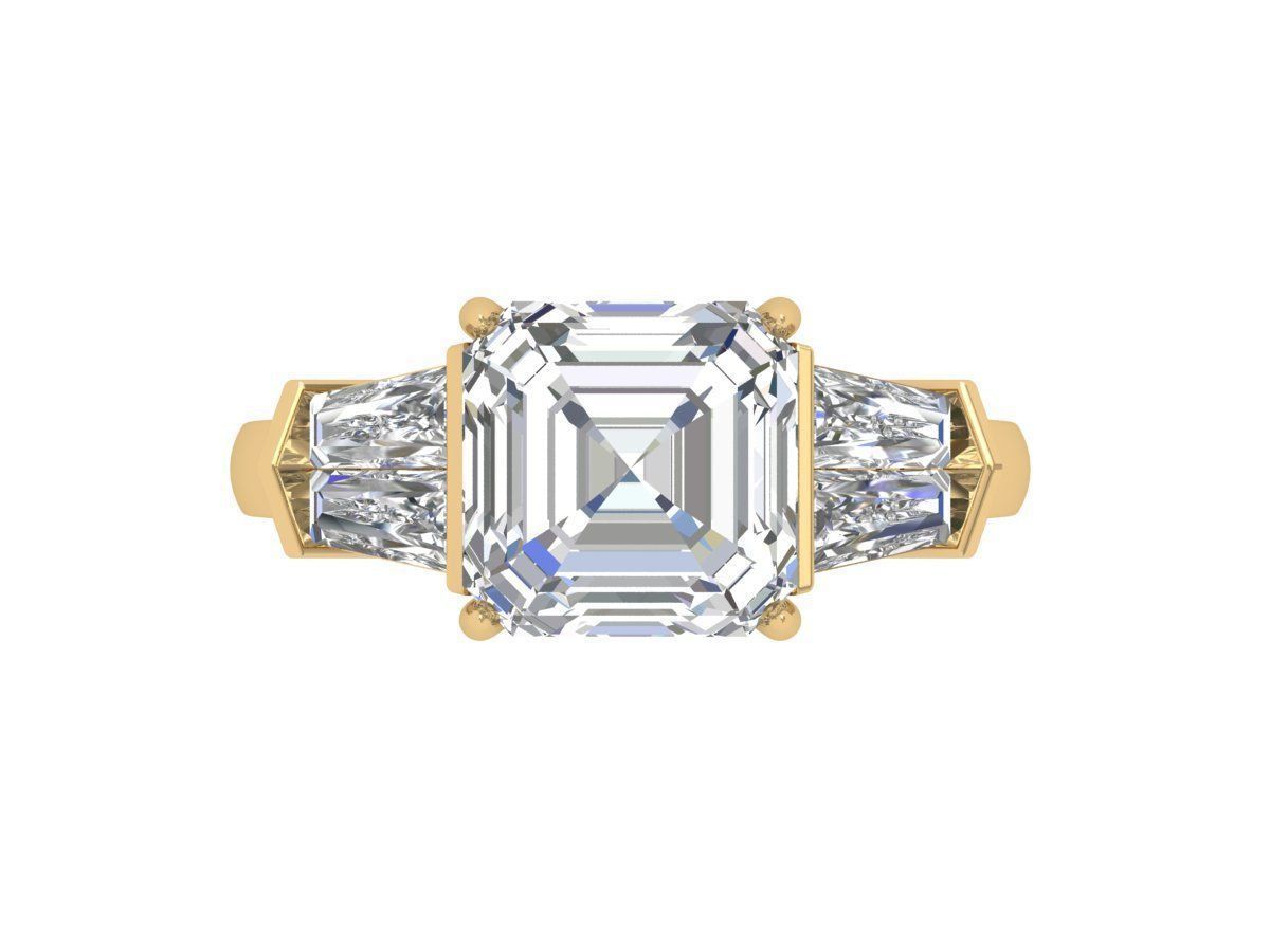 Asscher Ring 3D print model_4