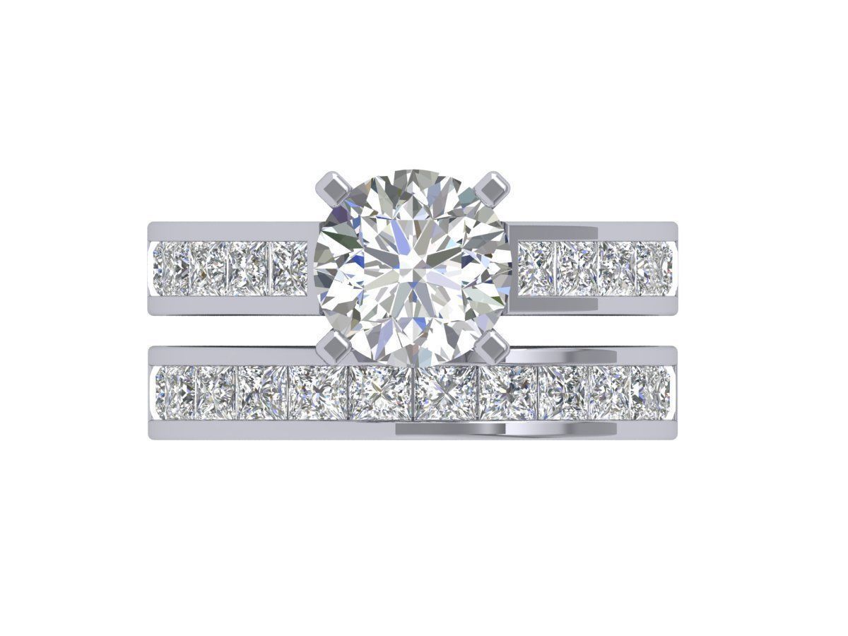 Solitaire Engagement Art Deco Ring 3D print model_4