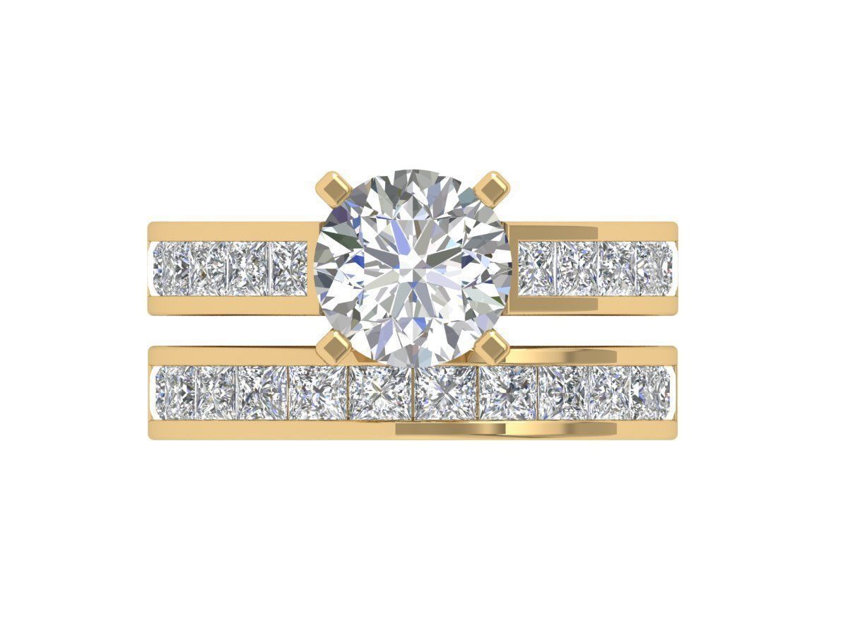 Solitaire Engagement Art Deco Ring 3D print model_5