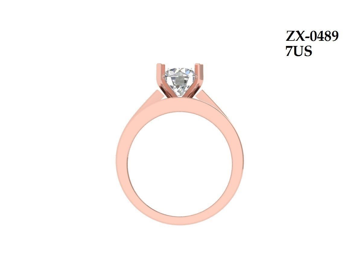 Solitaire Engagement Art Deco Ring 3D print model_8