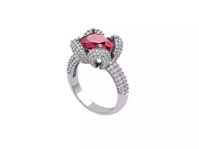 Art Deco Cushion  Ring